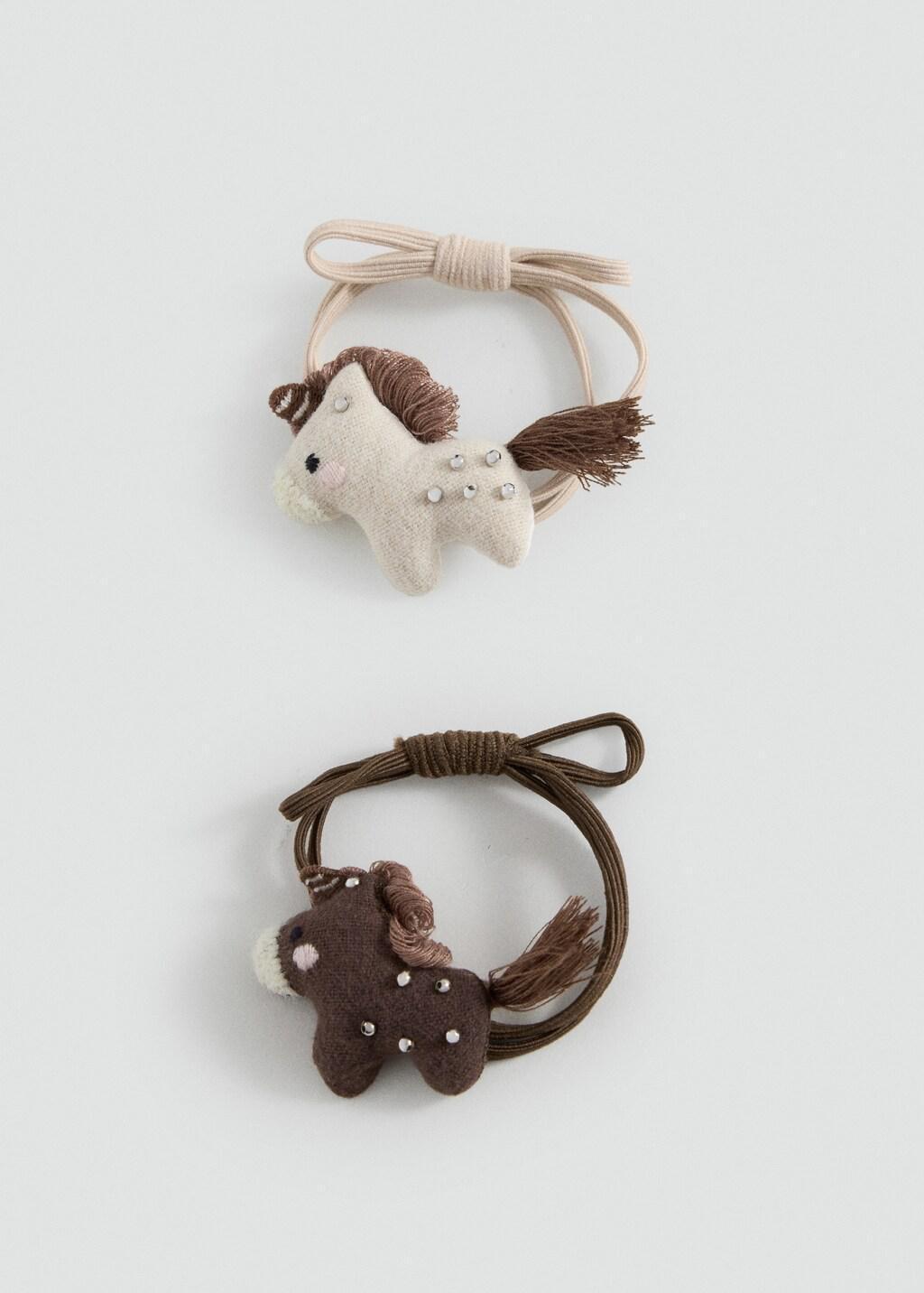 Brown Hair Bobbles, Set Of 2,Kids Girls, Light Pastel Brown, large image number 2