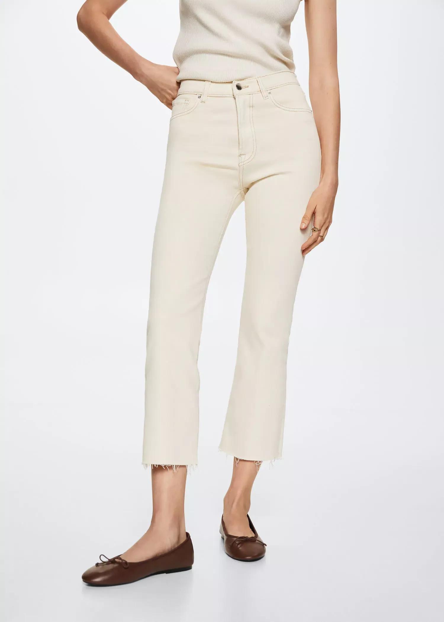 White High-Waist Bootcut Jeans, , large image number 1