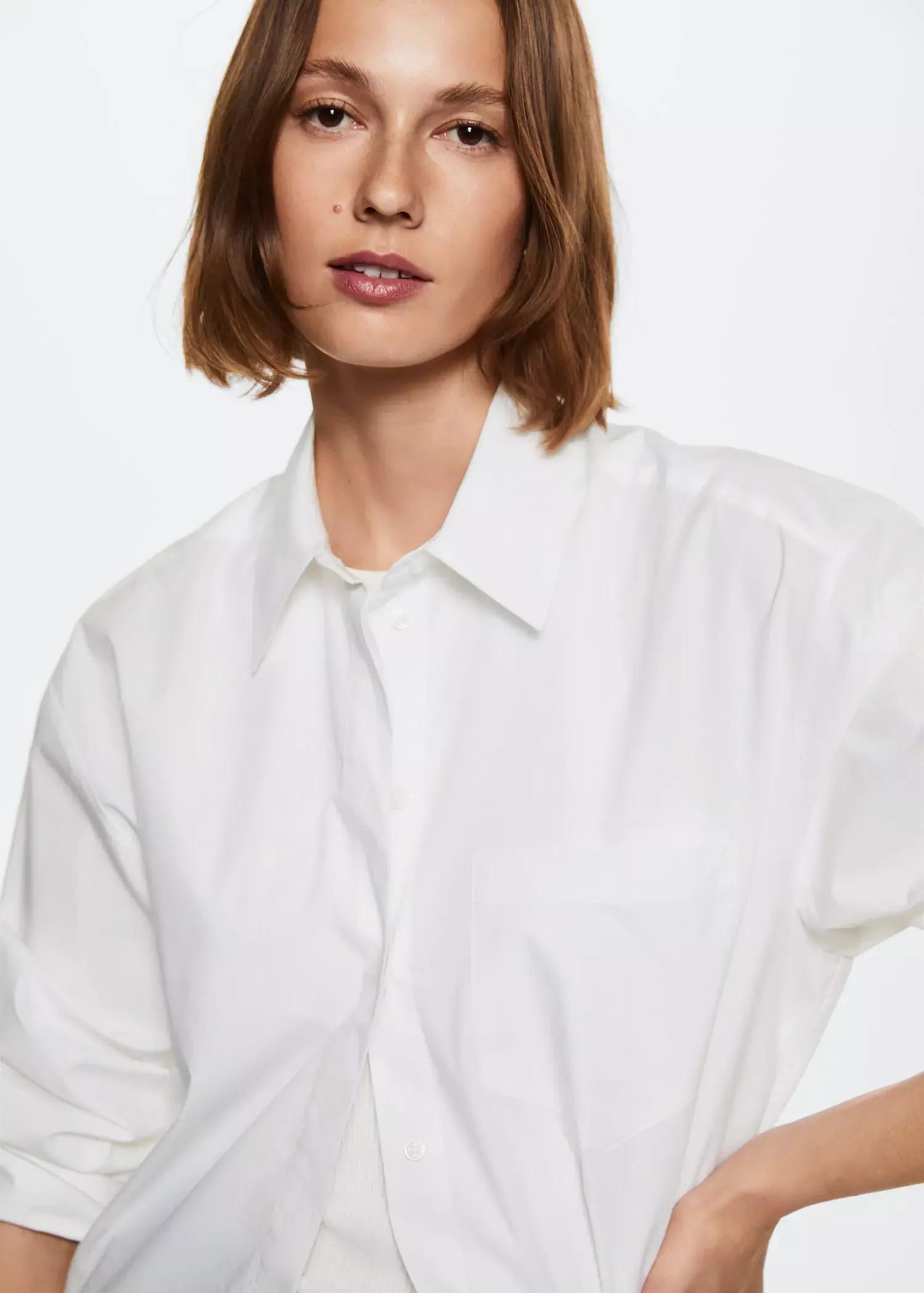 natural white Oversize cotton shirt, , large image number 1