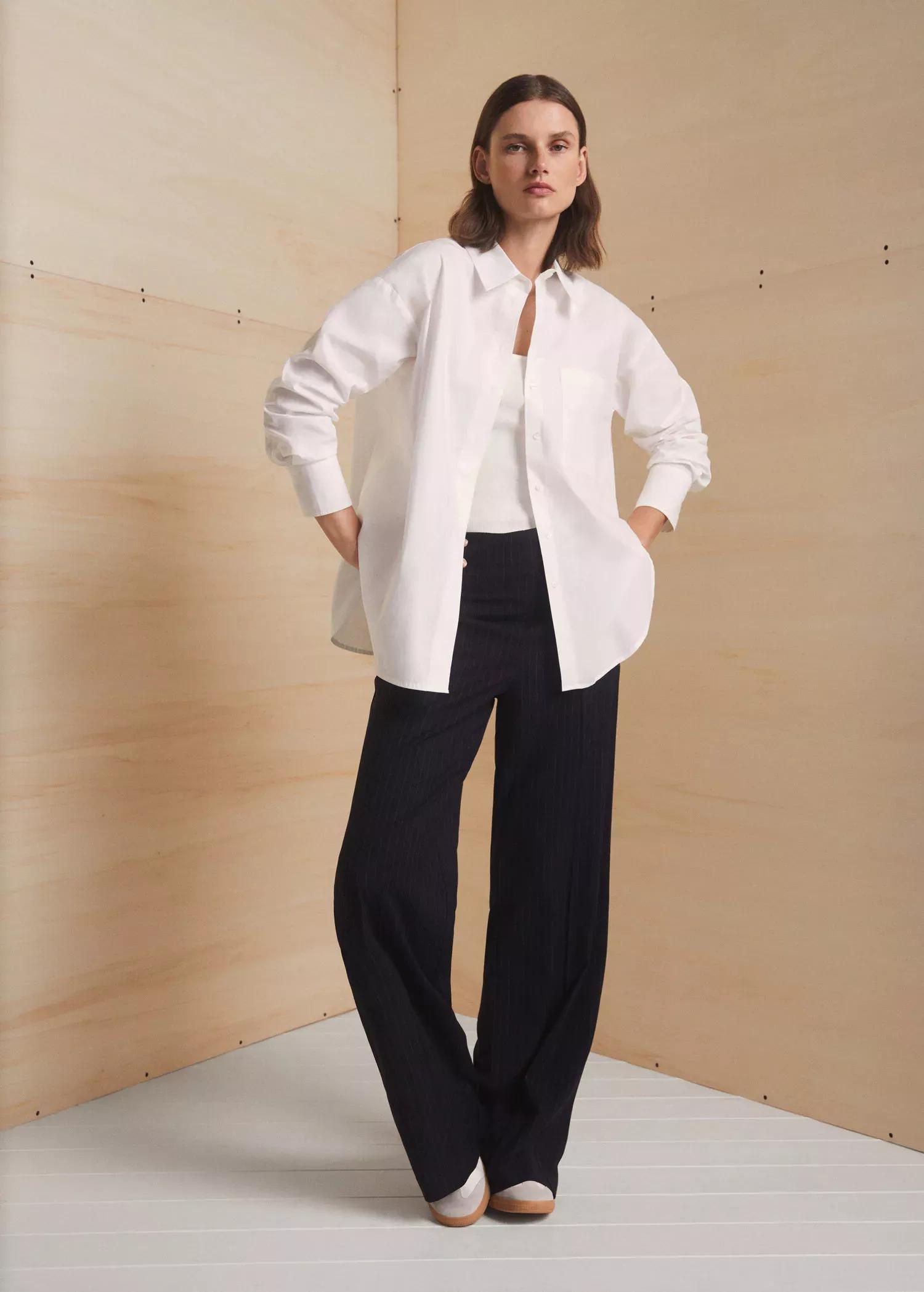 natural white Oversize cotton shirt, , large image number 5