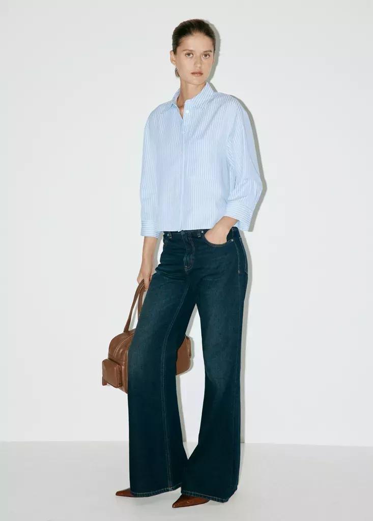 Blue Striped Straight Shirt, , medium