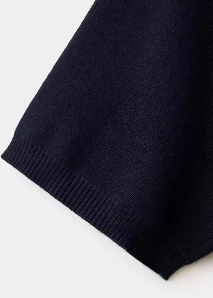 Navy Striped Polo Neck Sweater, Navy, medium