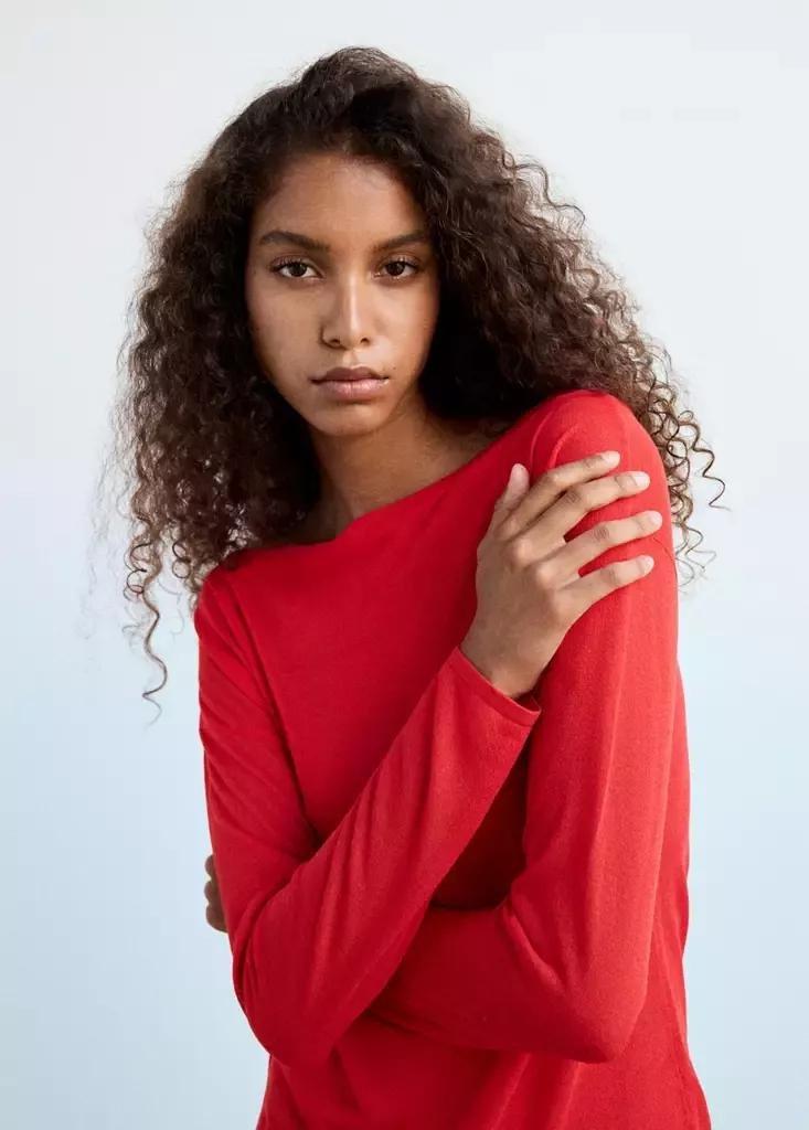Red Fine Knit Bow Jumper, Red, large image number 3