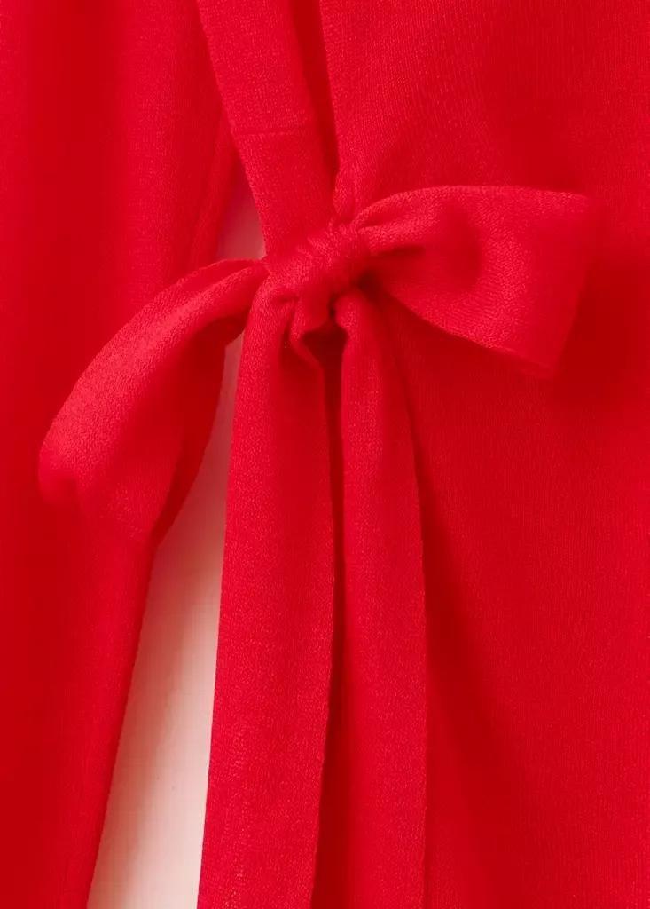 Red Fine Knit Bow Jumper, Red, large image number 5