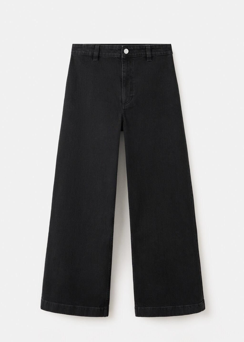 Black Catherin Culotte High-Rise Jeans, Open Grey, large image number 0