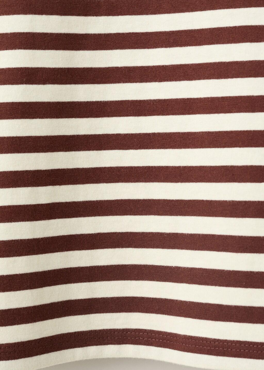 Brown Striped Cotton T-Shirt, Brown, large image number 3