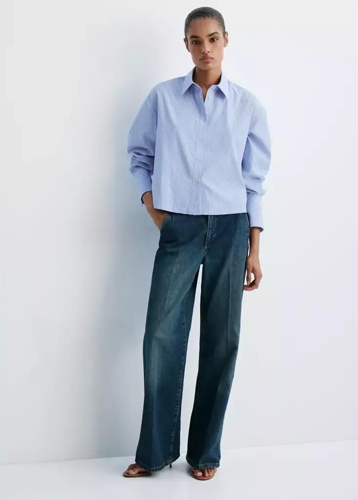 Blue Striped Shirt With Strass, Light-Pastel Blue, large image number 1