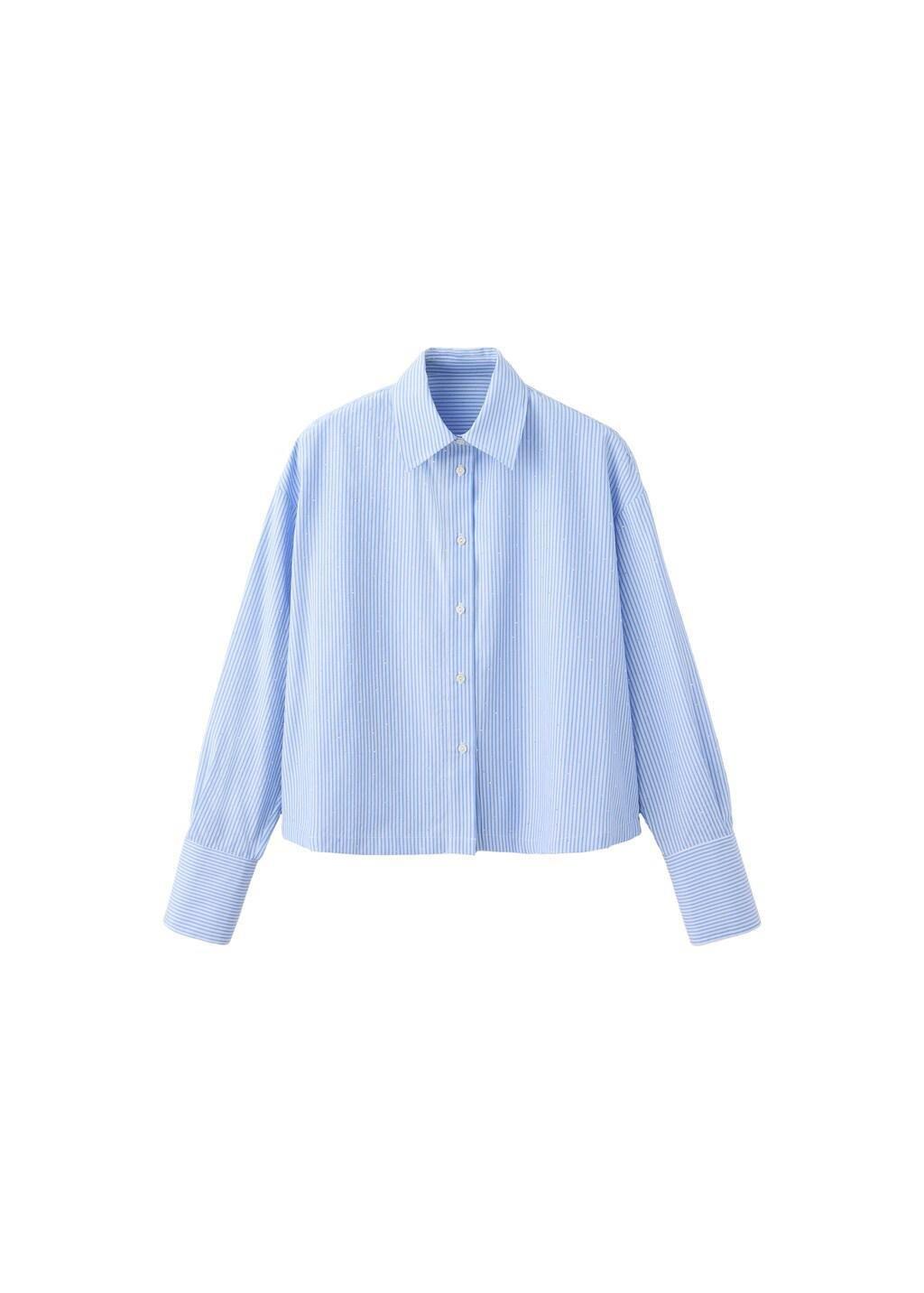 Blue Striped Shirt With Strass, Light-Pastel Blue, large image number 5