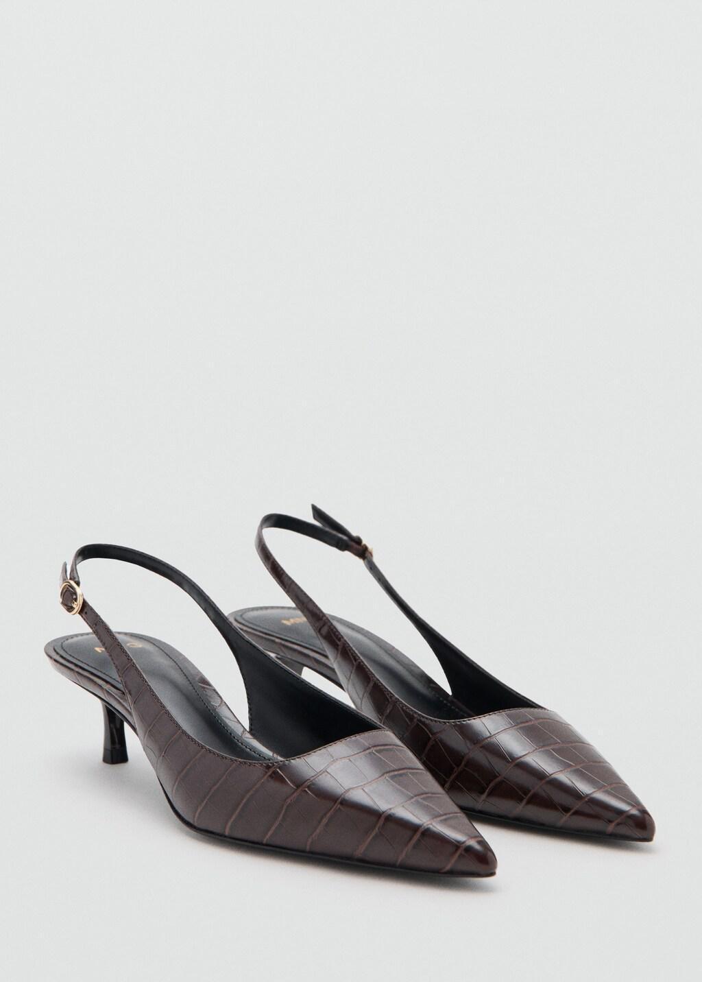Red Croc-Effect Heeled Shoes, Dark Red, medium