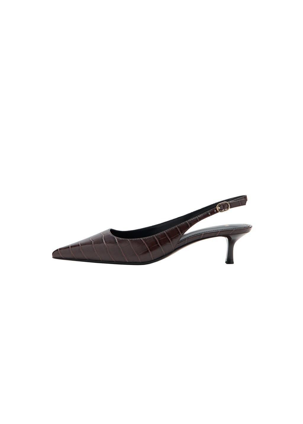 Red Croc-Effect Heeled Shoes, Dark Red, medium