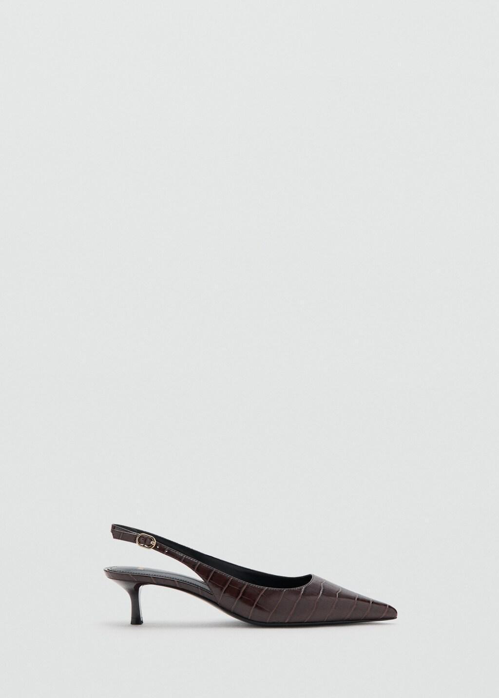 Red Croc-Effect Heeled Shoes, Dark Red, large image number 3