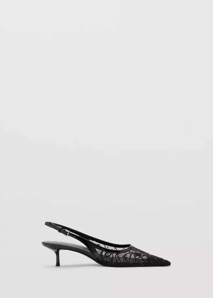 Black Kitten-Heel Shoes Embroidered With Sequins, Black, large image number 4