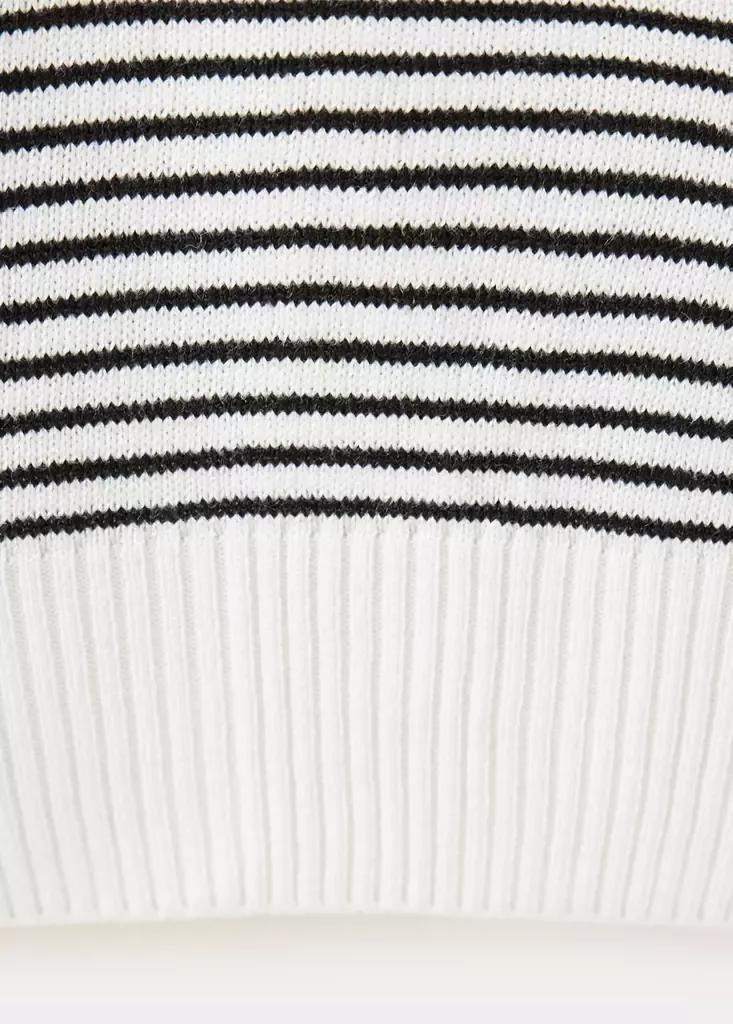 Ecru Striped Fine-Knit Polo Shirt, , large image number 5