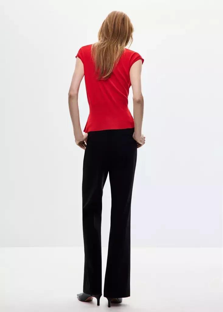 Red Draped Fine Knit Sweater, , medium