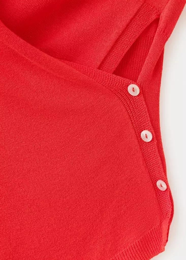 Red Draped Fine Knit Sweater, , large image number 5