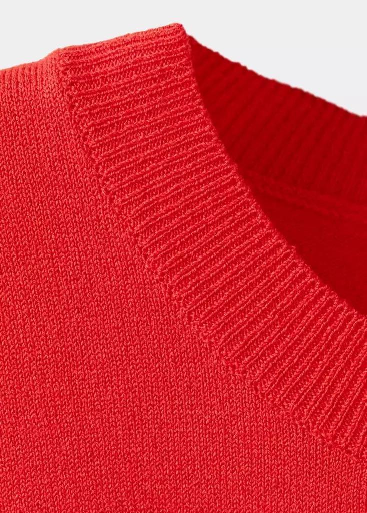Red Draped Fine Knit Sweater, , large image number 6