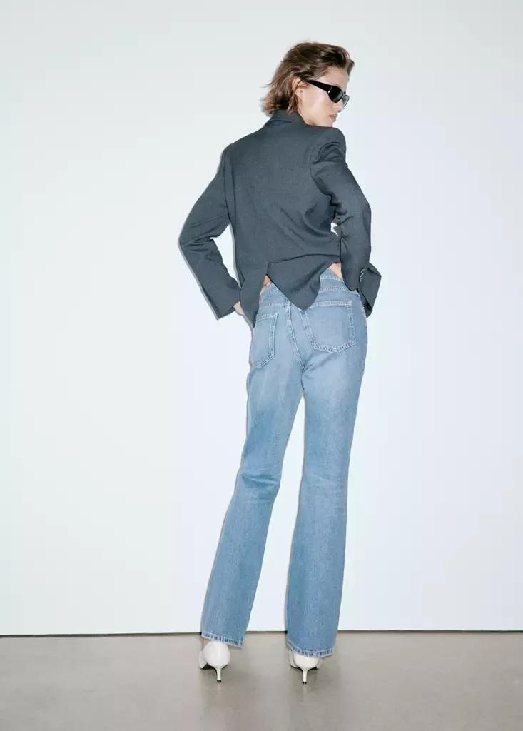 Blue High Waist Straight Jeans, Open Blue, medium