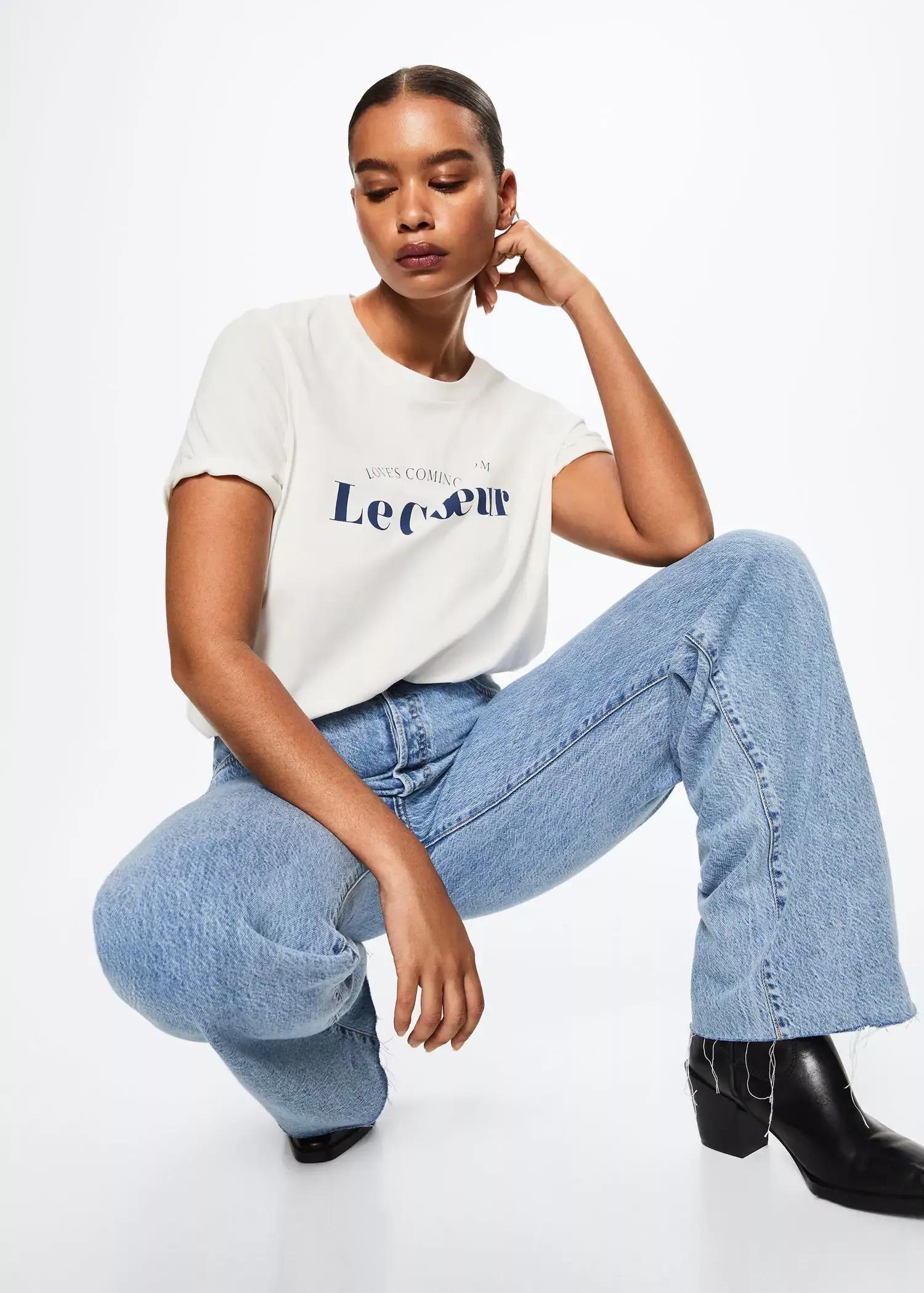 White Printed Cotton-Blend T-Shirt, , large image number 4