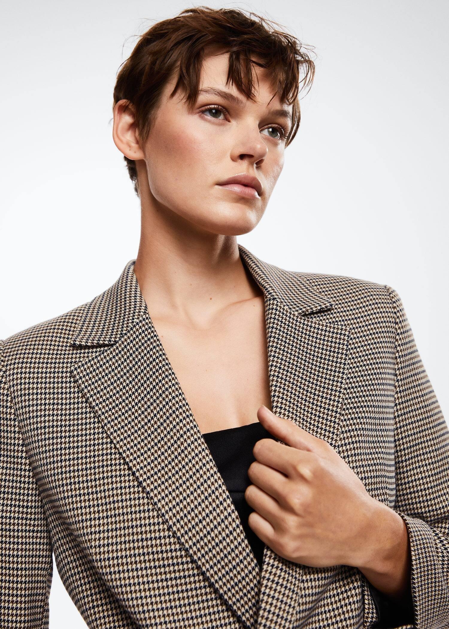 brown Wrap check suit jacket, , large image number 3