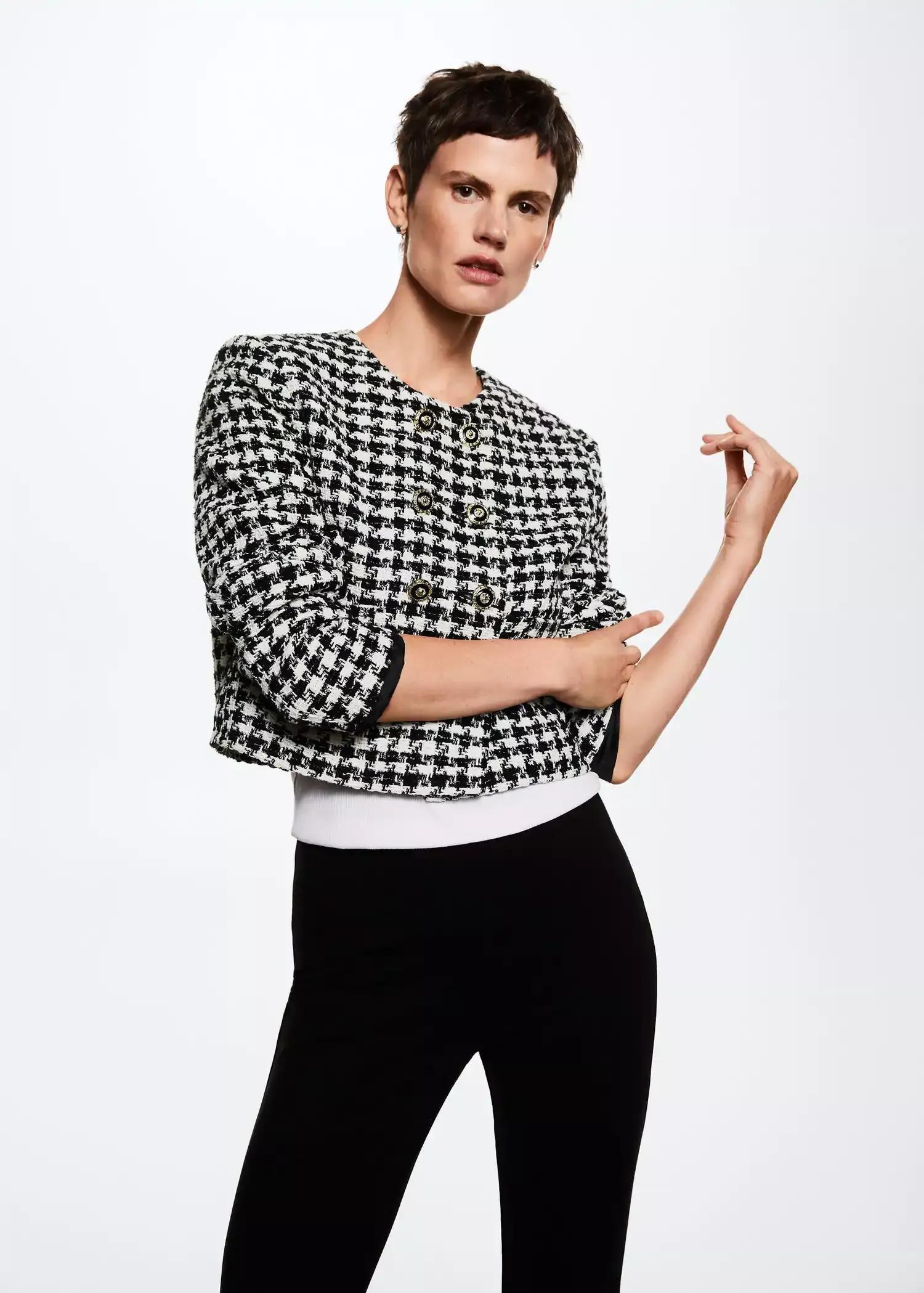 Black Tweed Jacket With Jewel Buttons, , large image number 0