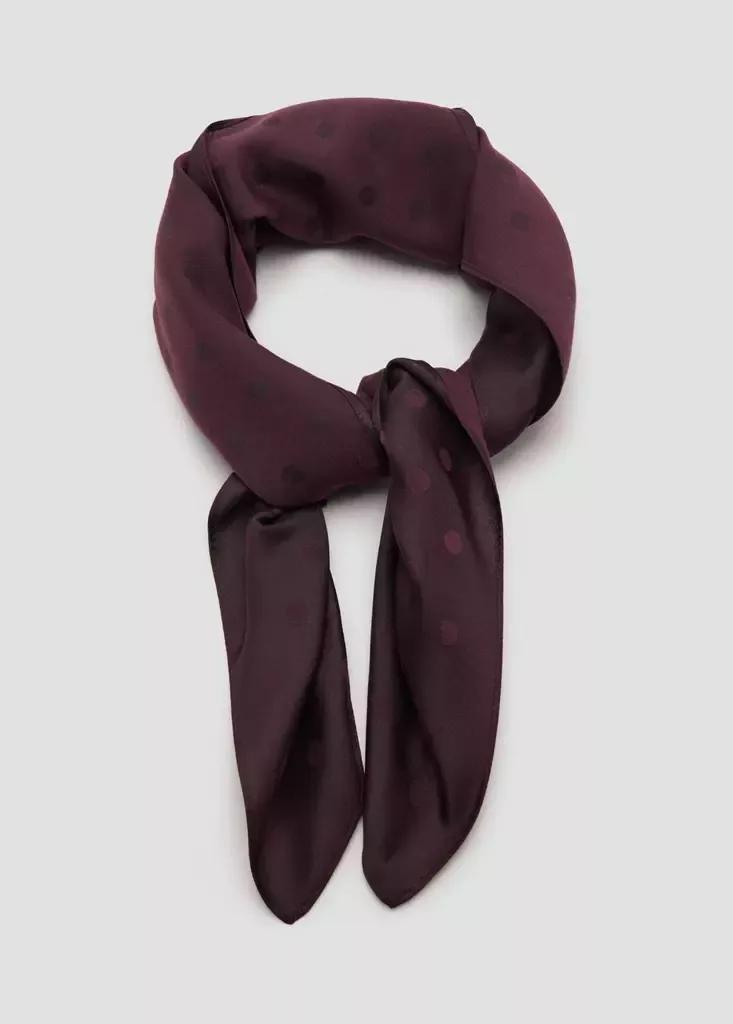 Burgundy Jacquard Polka Dot Scarf, , medium