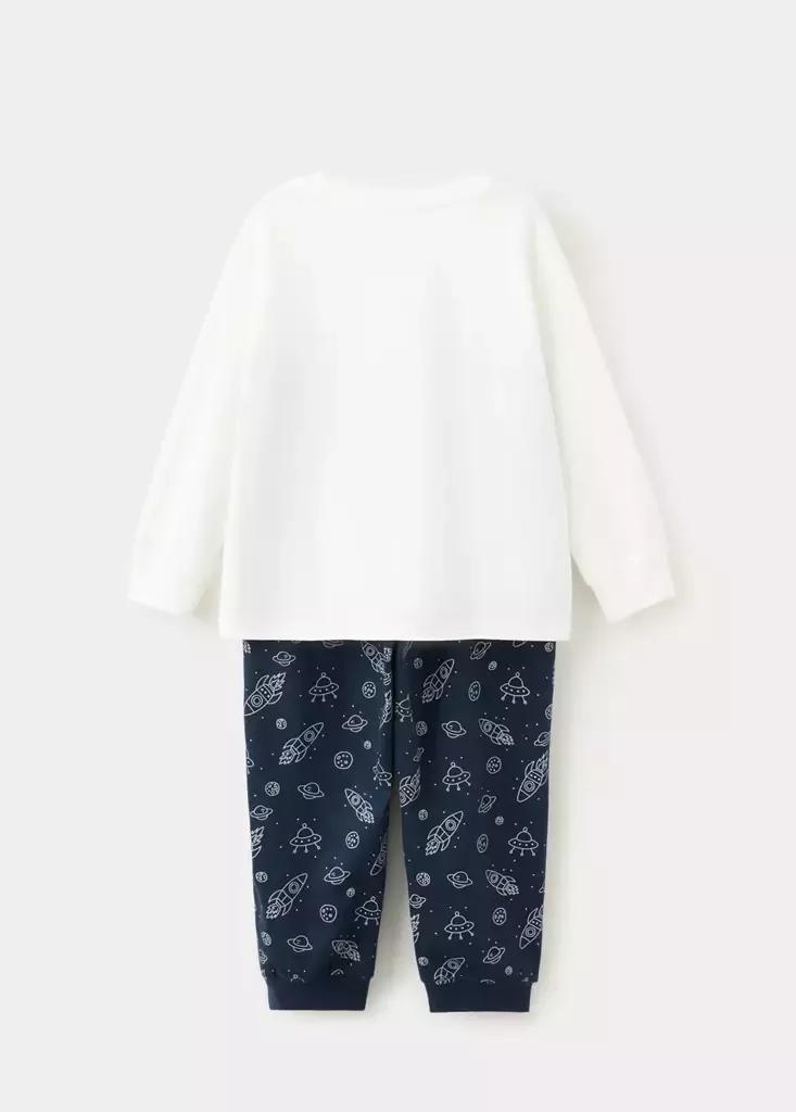 Navy Space Printed Long Pyjamas, , medium