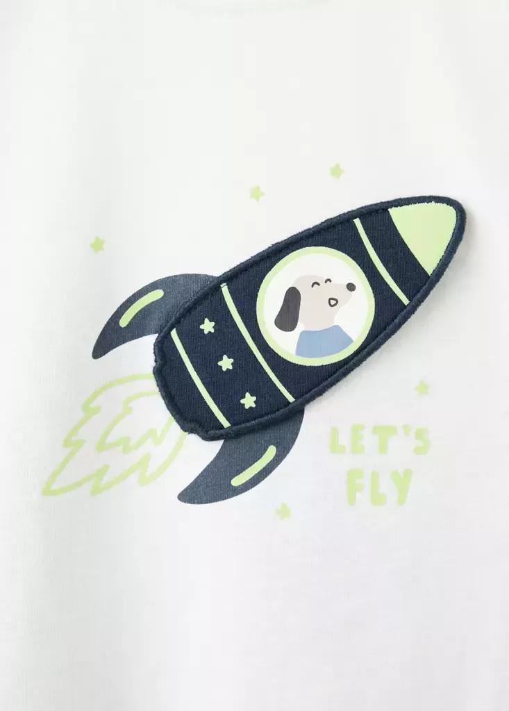 Navy Space Printed Long Pyjamas, , large image number 2