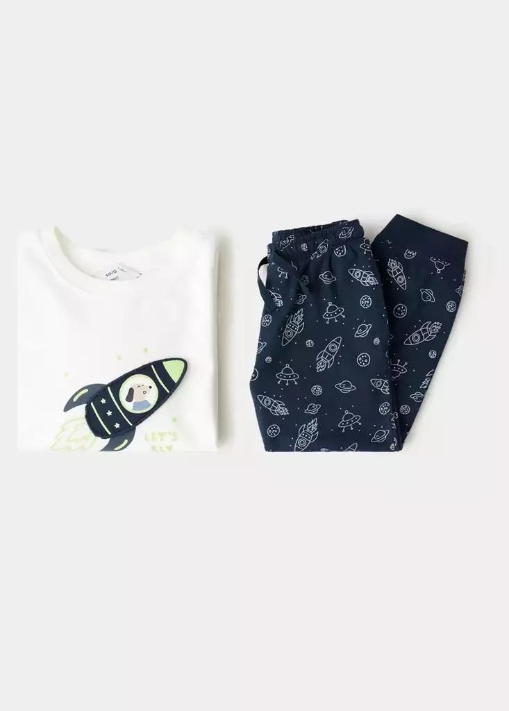 Navy Space Printed Long Pyjamas, , large image number 3