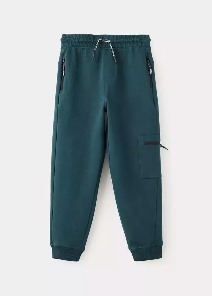 Green Cotton Jogger-Style Trousers, , medium