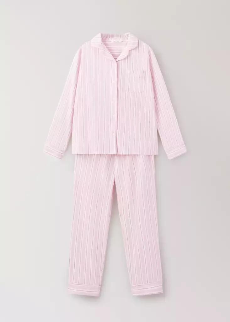 Pink Full Cotton Striped Pyjamas, Pink, medium