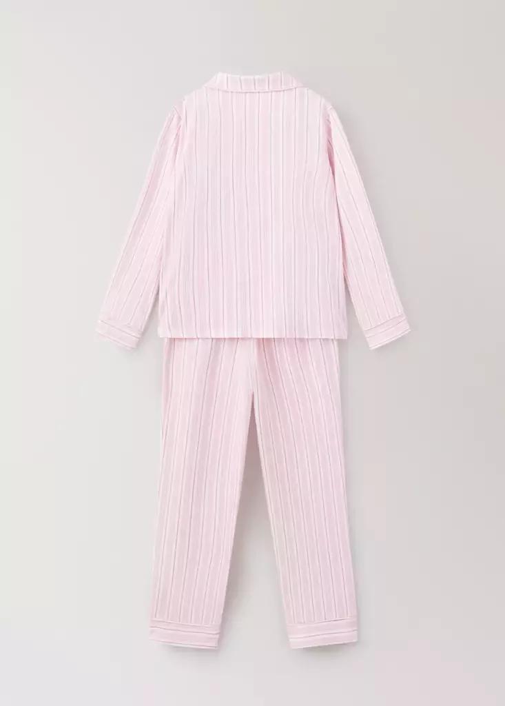 Pink Full Cotton Striped Pyjamas, Pink, medium