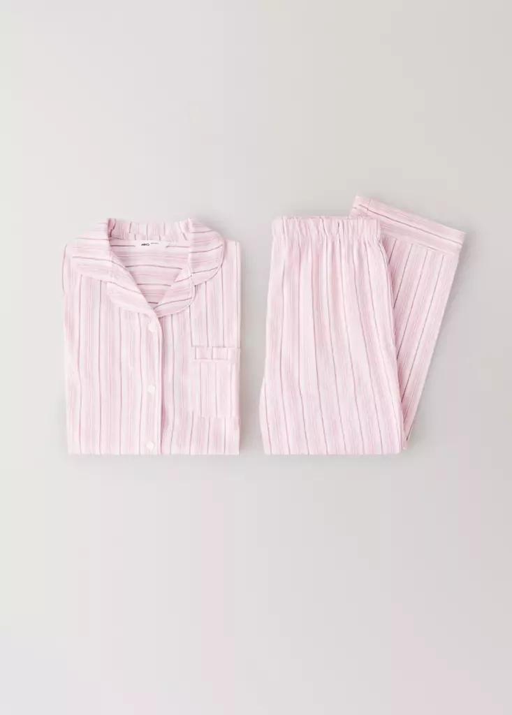 Pink Full Cotton Striped Pyjamas, Pink, large image number 3