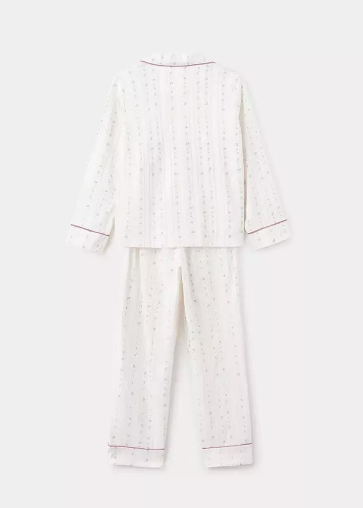 White Floral-Print Pyjama Set, Kids Girls, Natural White, medium