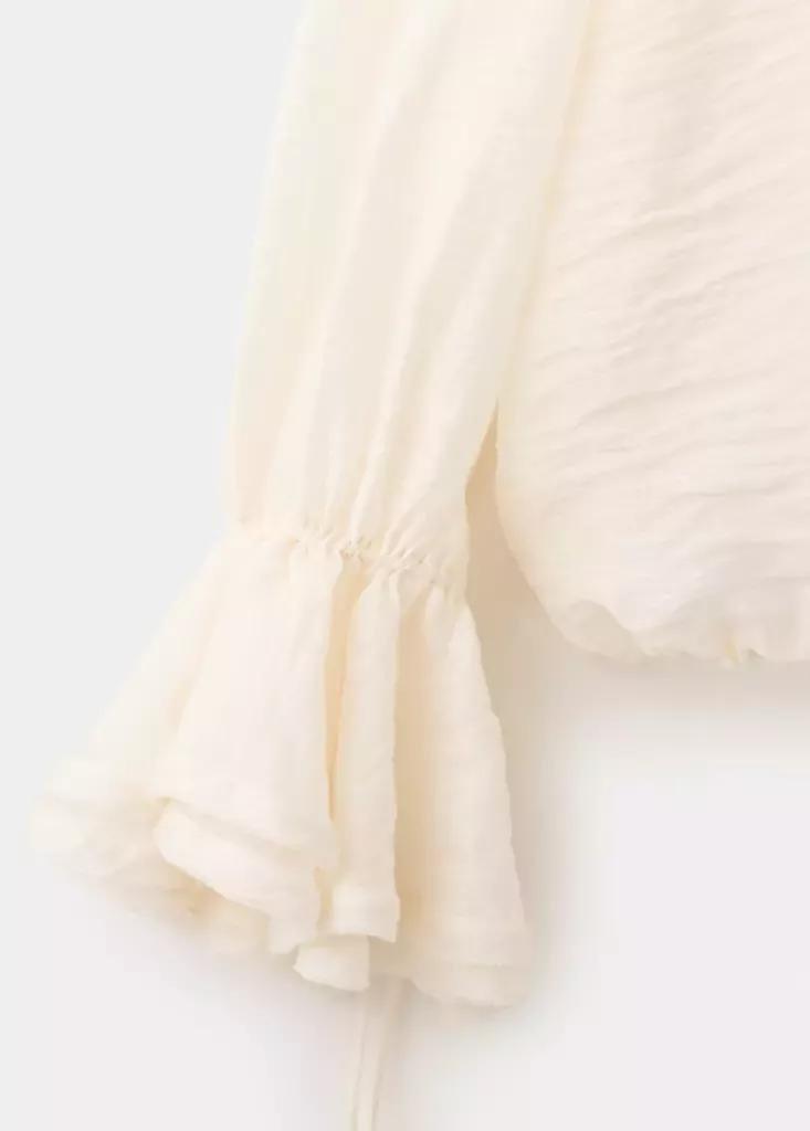 Ecru Ruffled Lyocell Blouse, , large image number 6