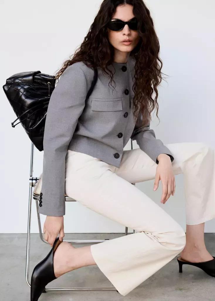 Beige Cotton Trousers, Light Beige, large image number 1