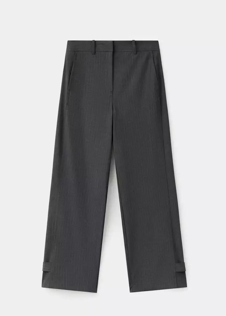 Grey Adjustable-Hem Pinstripe Trousers, Grey, large image number 3