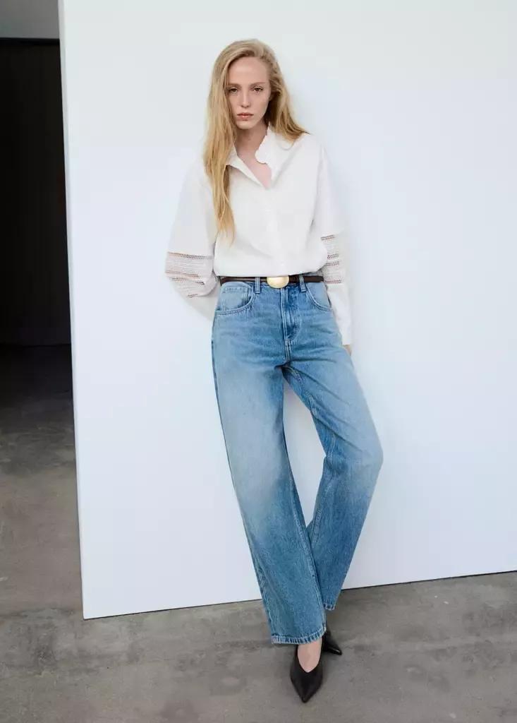 White Embroidered Poplin Shirt, , medium