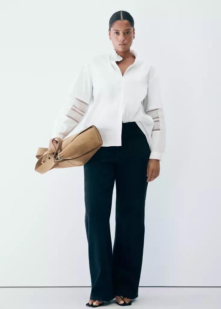 White Embroidered Poplin Shirt, , large image number 6