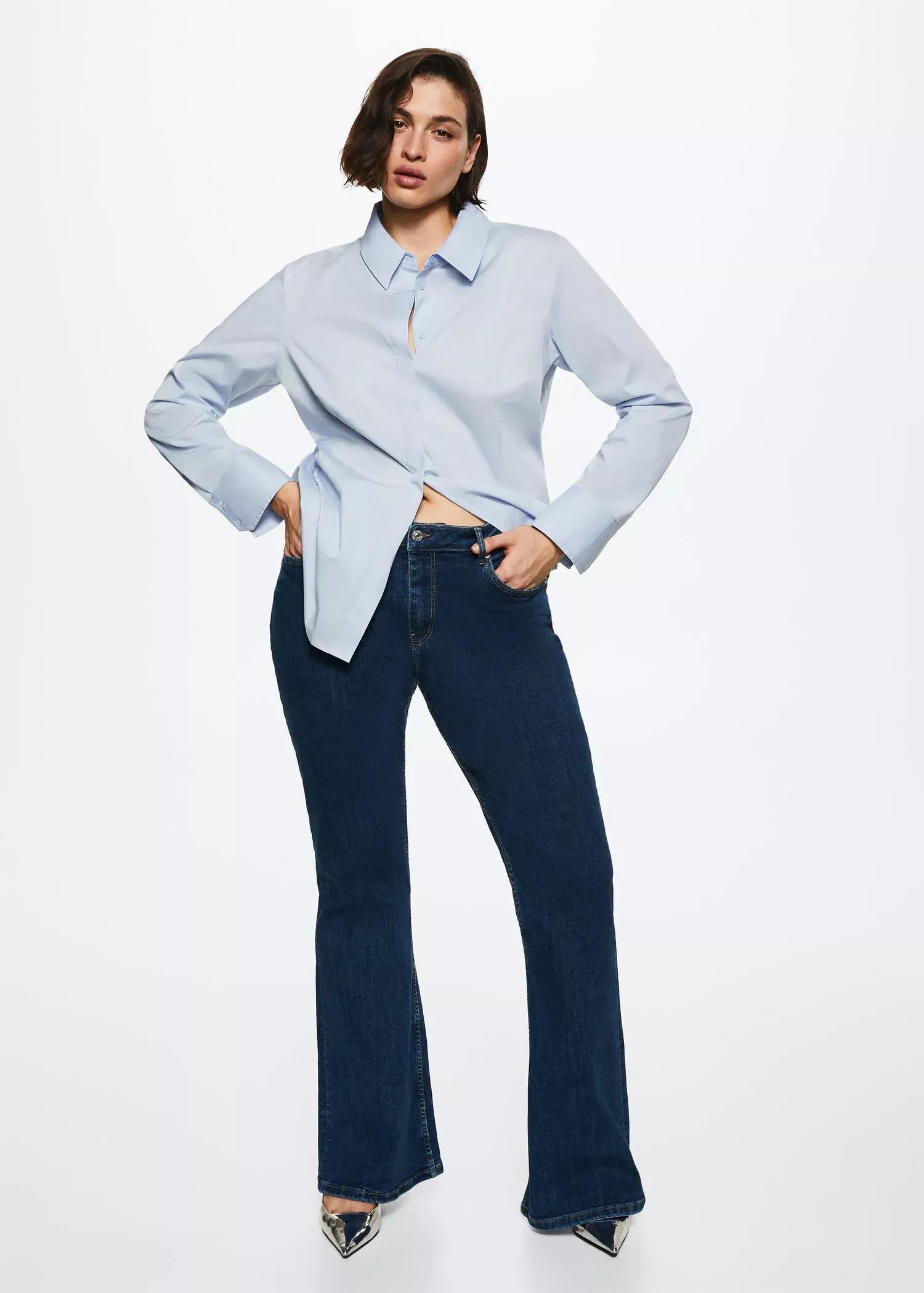 Blue Mid-Rise Flared Jeans, , large image number 0