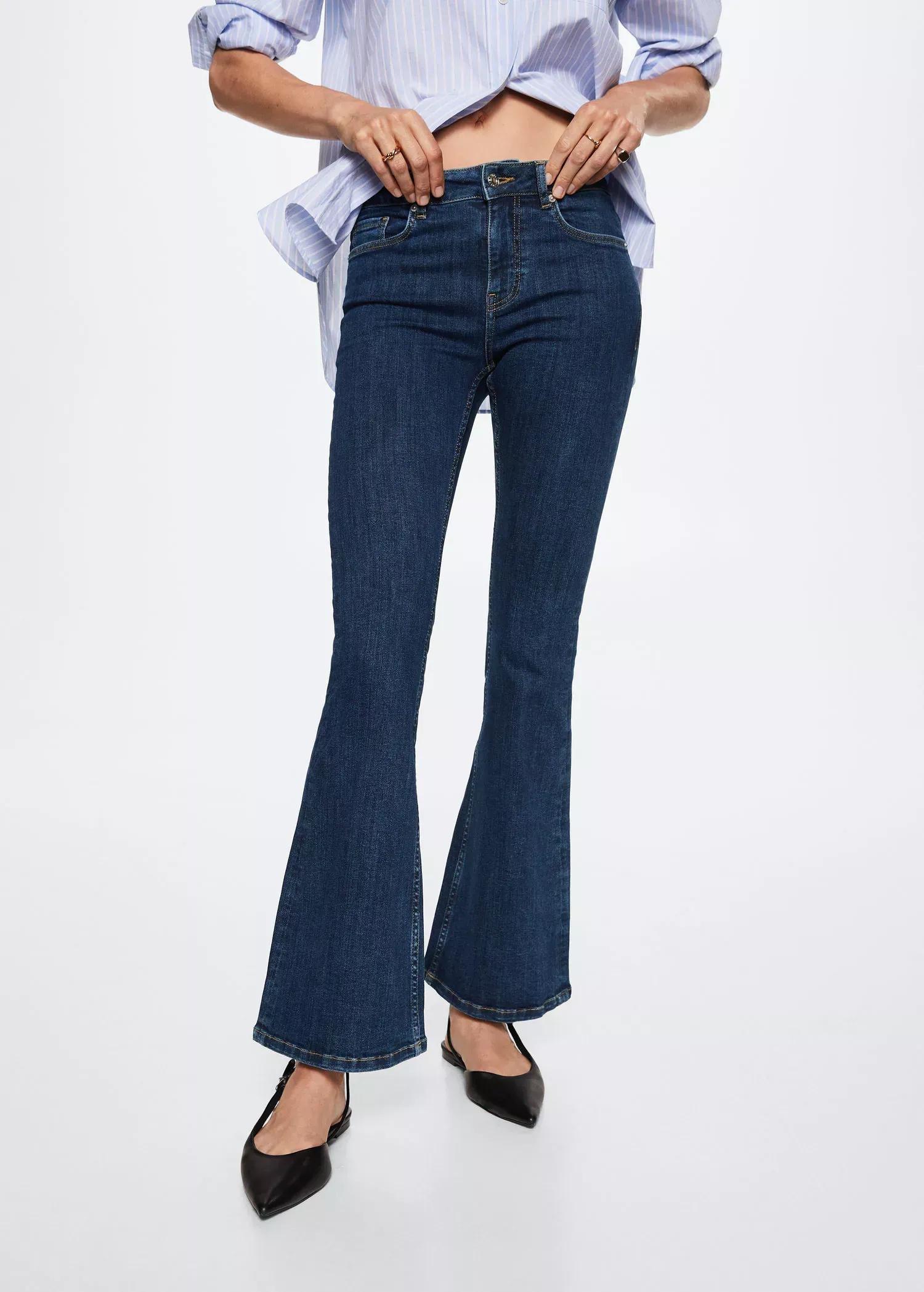 Blue Mid-Rise Flared Jeans, , large image number 5