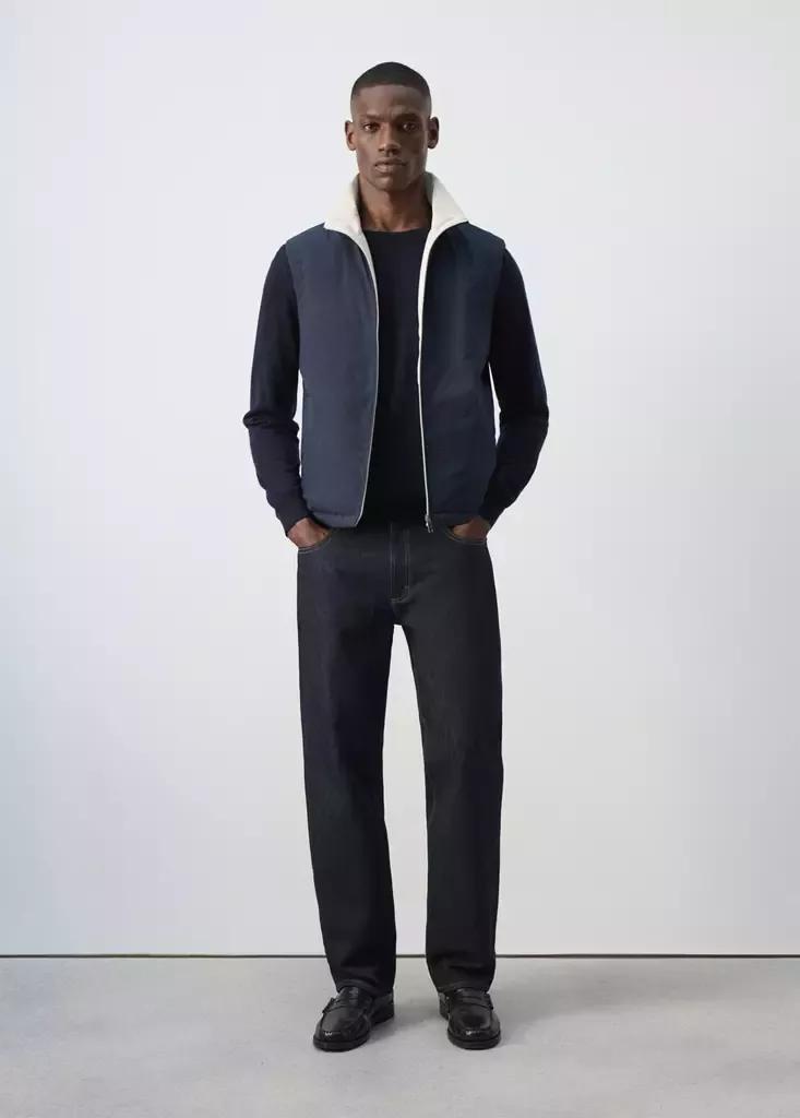 Blue Reversible Water-Repellent Gilet, Dark Blue, large image number 0