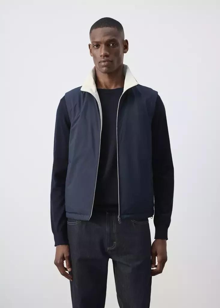 Blue Reversible Water-Repellent Gilet, Dark Blue, medium