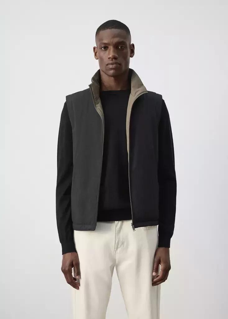 Black Reversible Water-Repellent Gilet, Black, medium