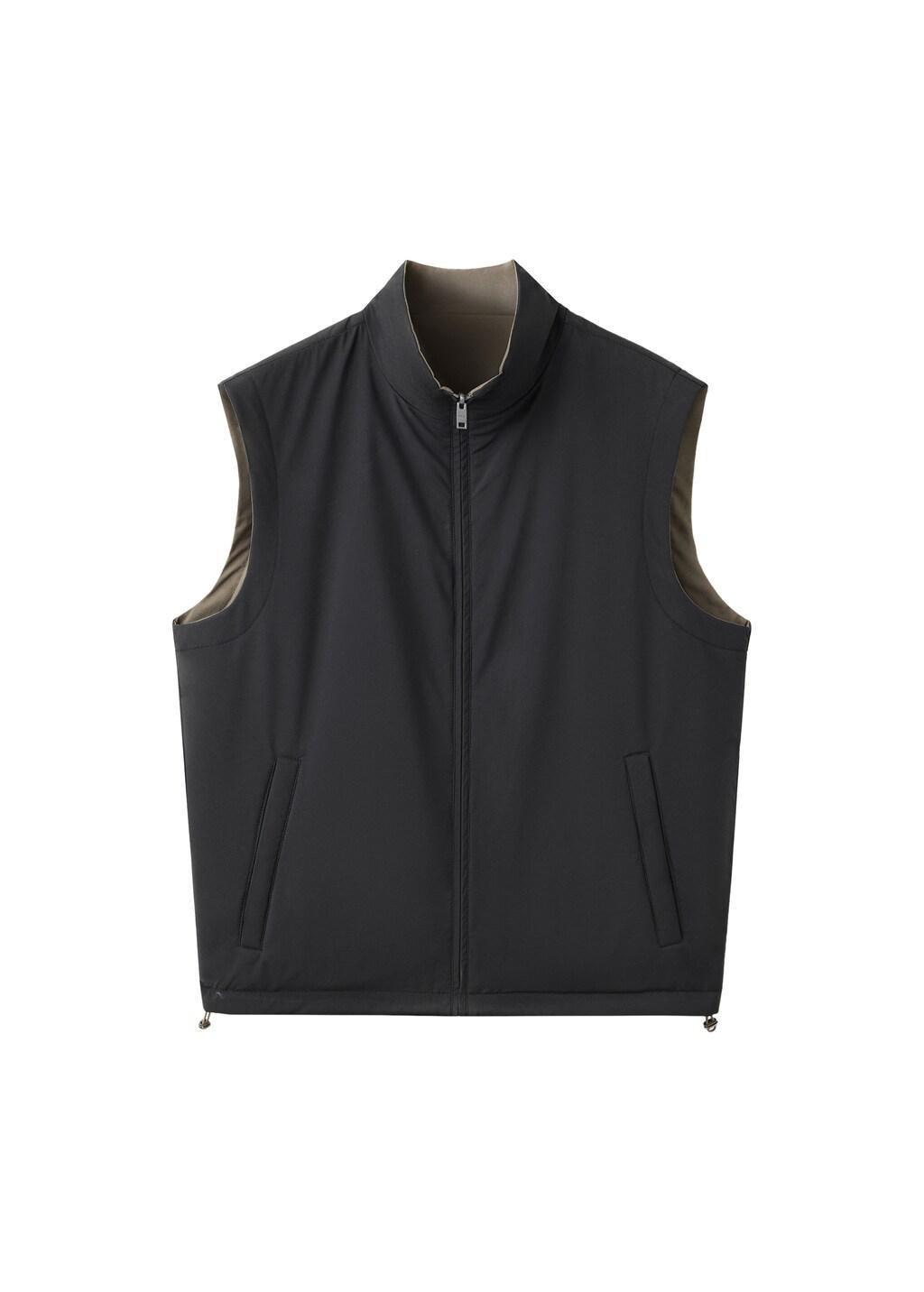 Black Reversible Water-Repellent Gilet, Black, large image number 4