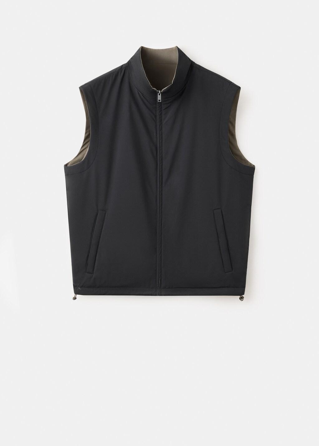 Black Reversible Water-Repellent Gilet, Black, large image number 5