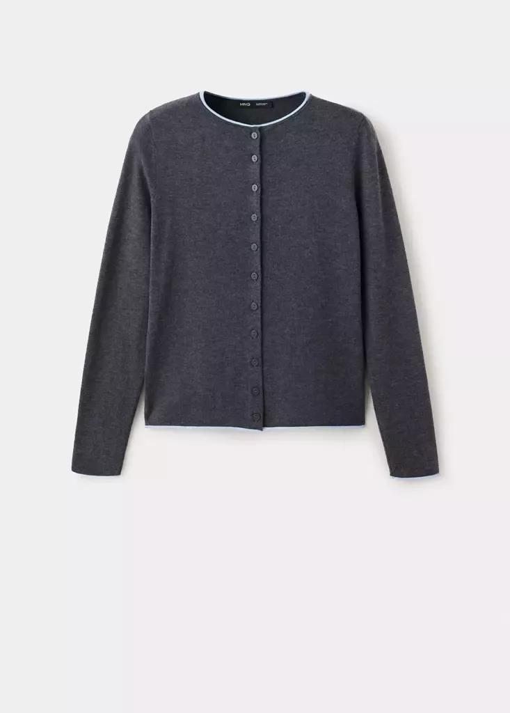 Grey Contrast Trim Cardigan, Grey, large image number 4