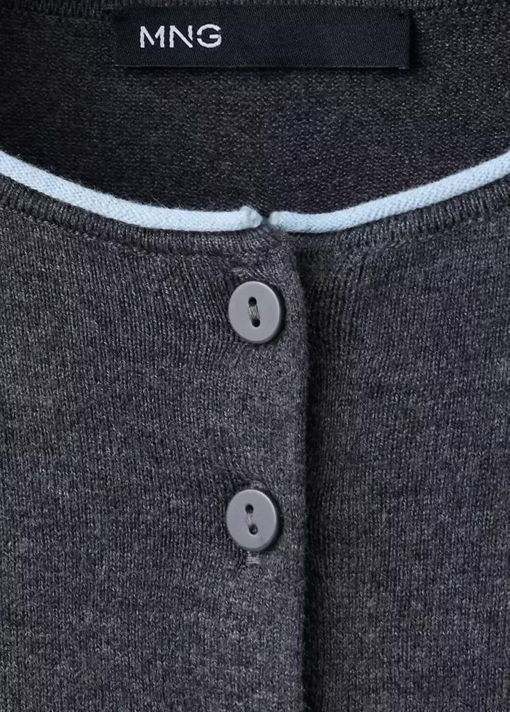Grey Contrast Trim Cardigan, Grey, large image number 5