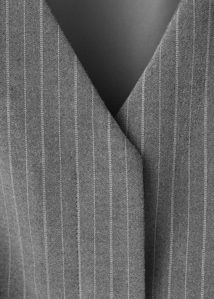 Grey Pinstripe Jumpsuit With Belt, Grey, large image number 6