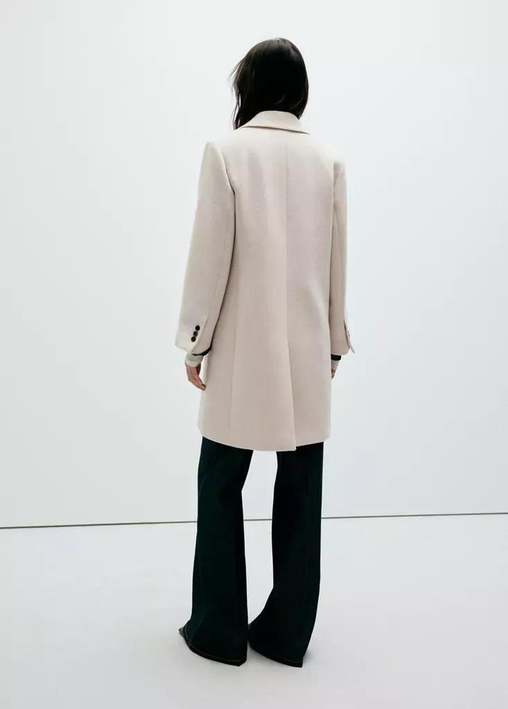 Grey Double-Breasted Wool Coat, Light Pastel Grey, medium