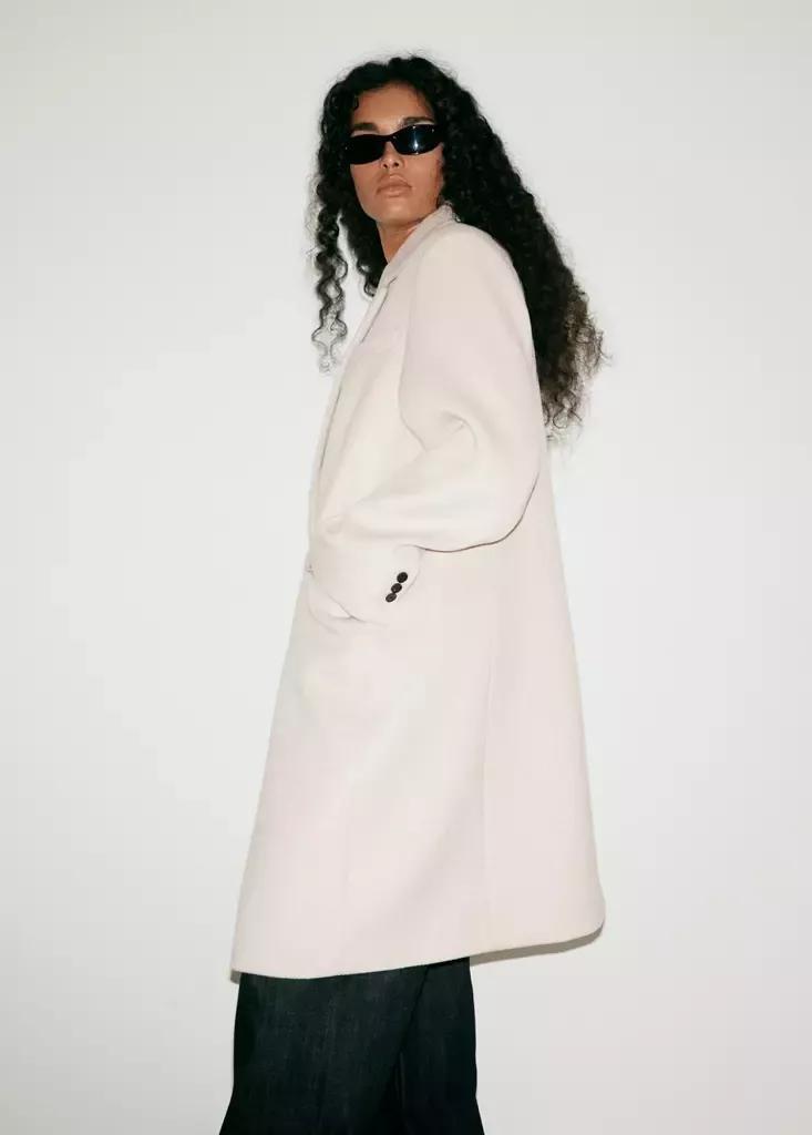 Grey Double-Breasted Wool Coat, Light Pastel Grey, large image number 10